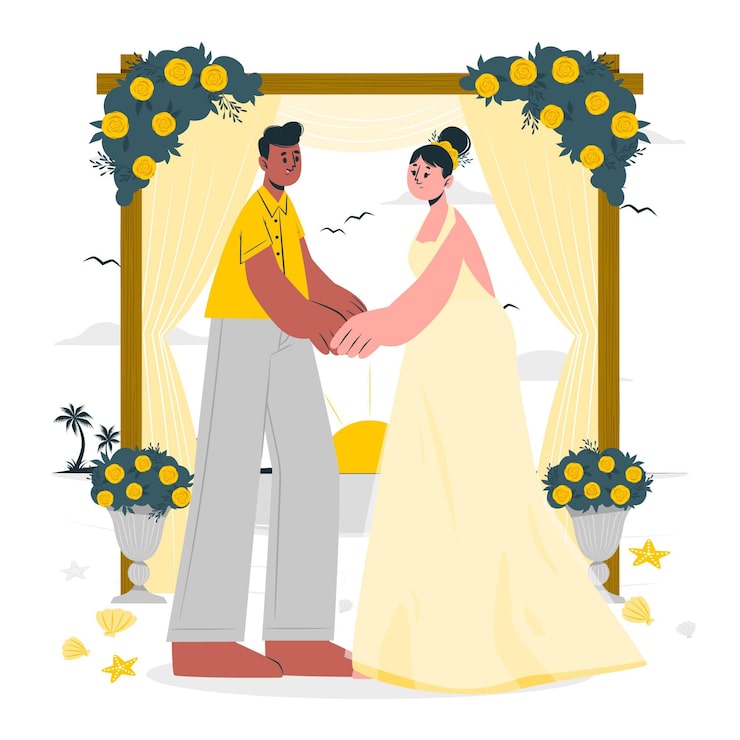 Vektor strandbryllup konceptillustration