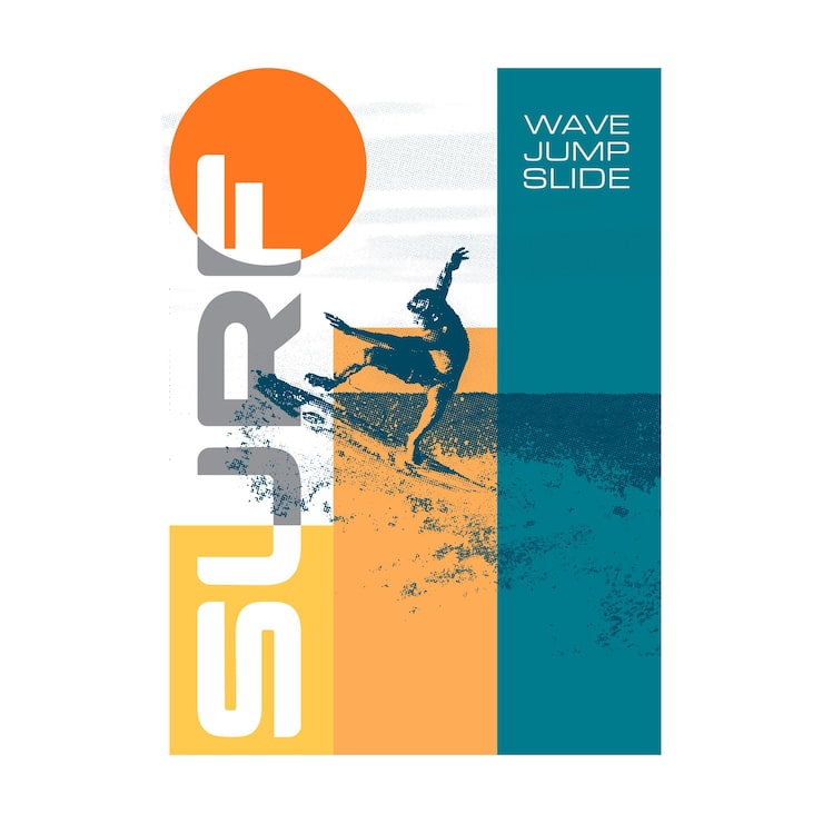 Vektor surfing plakat med surfer silhuet ekstrem sport vektor illustration