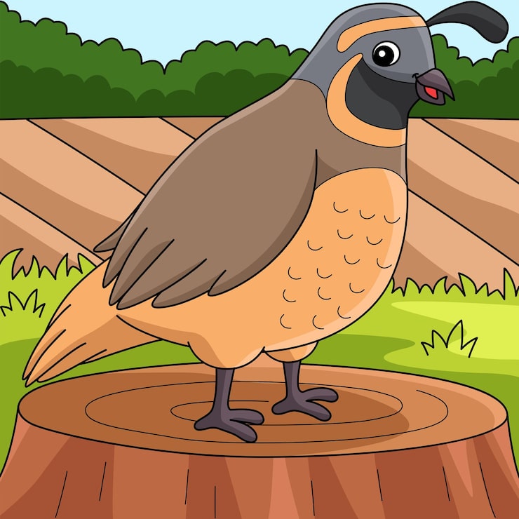 Vektor vaktel djur färgad tecknad illustration