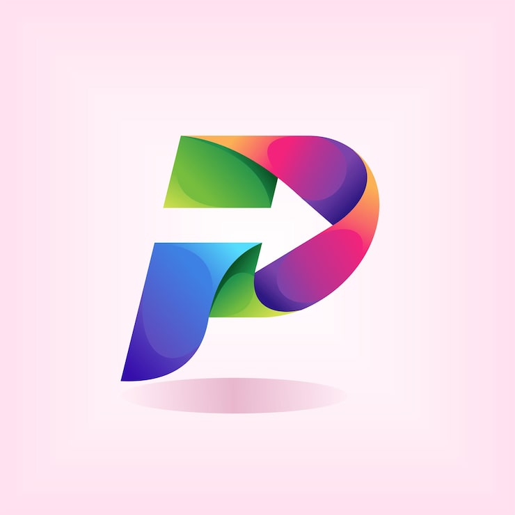 Vektor bokstaven p-logo med pilelement