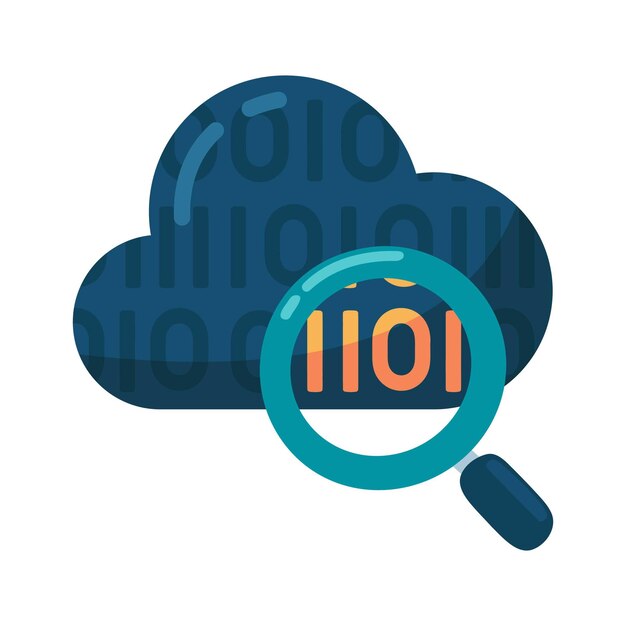 Vektor cloud computing datasøk isolert