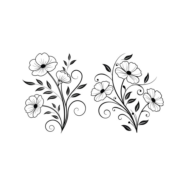 Vektor enkel blomsterlinjekunst