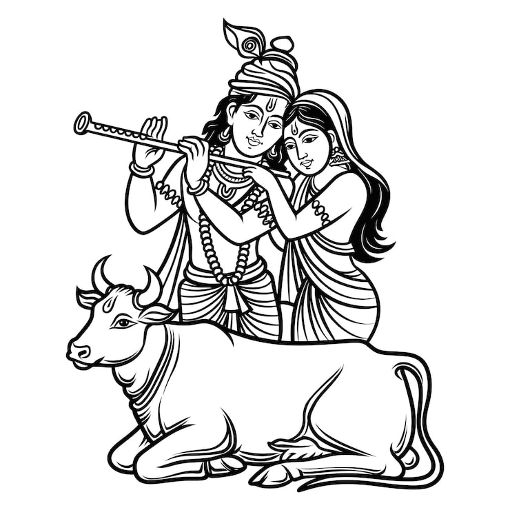 Vektor radha krishna med ku