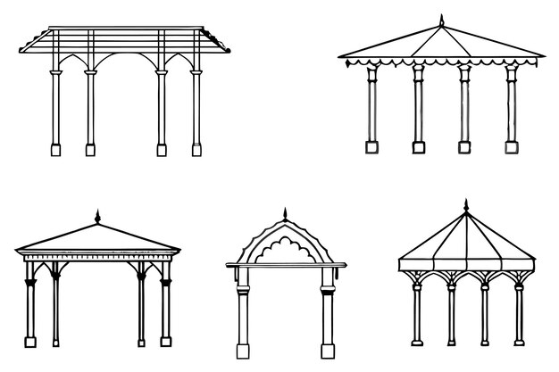 Vektori setof6pcsdifferenttypeofpergola 1