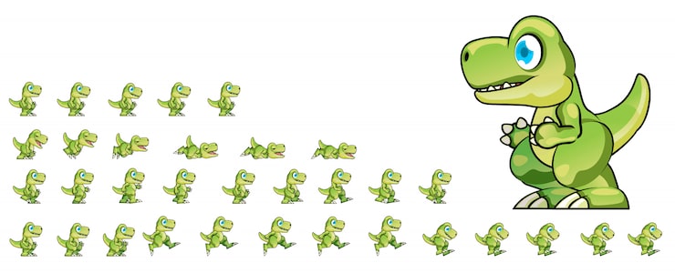 Wektor dino game sprites
