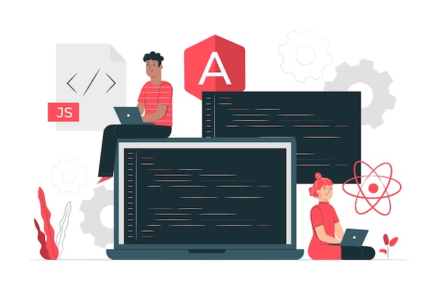 Wektor ilustracja koncepcji ram javascript