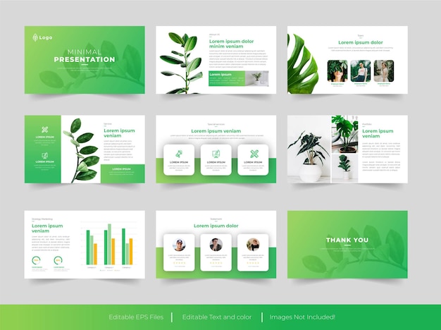 Wektor minimalny zielony szablon powerpoint