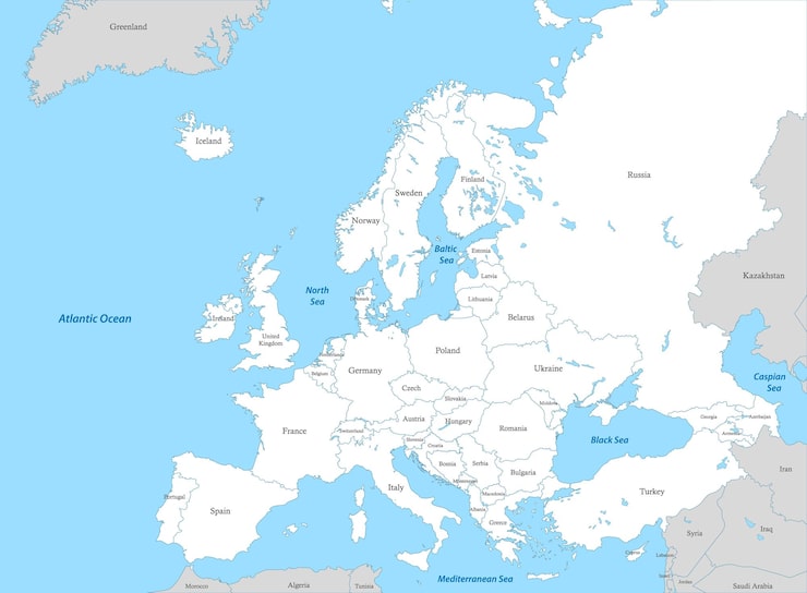 Wektor polityczna mapa europy z granicami