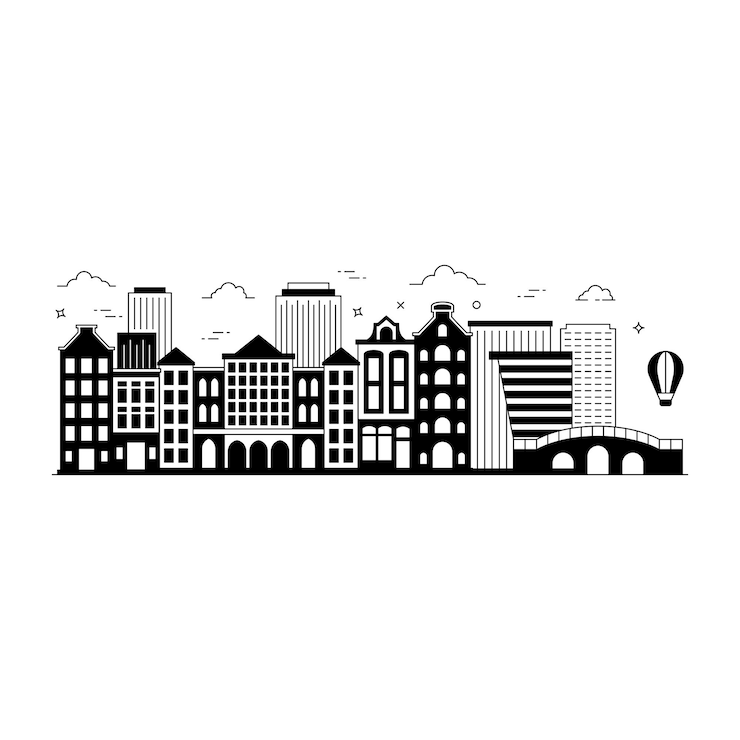 Wektor solidna ilustracja stylu city skylines