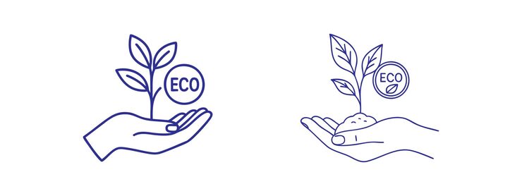 Wektor symbol ekologiczny: ręka trzymająca roślinę