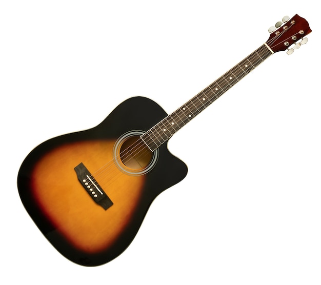 Zdjęcie gitara akustyczna na białym tle