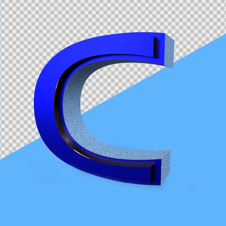 PSD 3d render bảng chữ cái màu xanh lam c