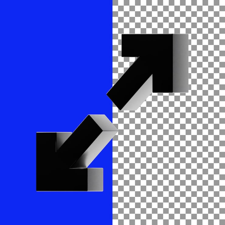 PSD biểu tượng 3d mũi tên phóng to