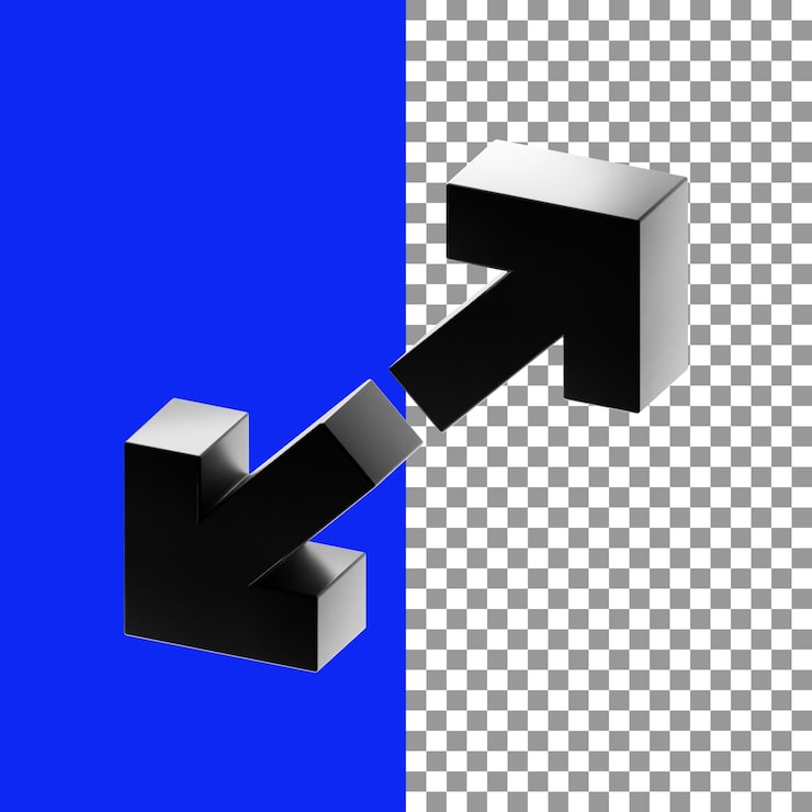 PSD biểu tượng 3d mũi tên phóng to