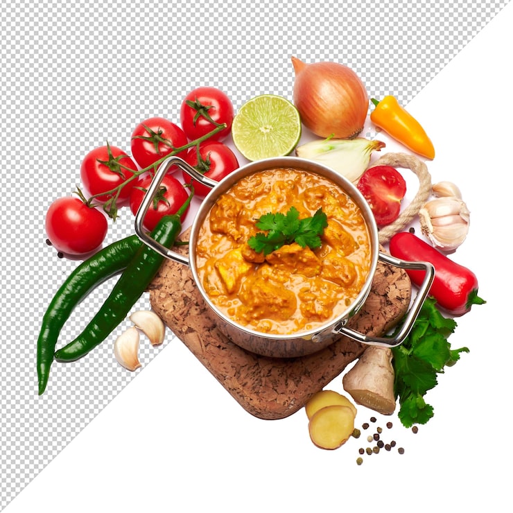 PSD chicken tikka masala với các thành phần tươi