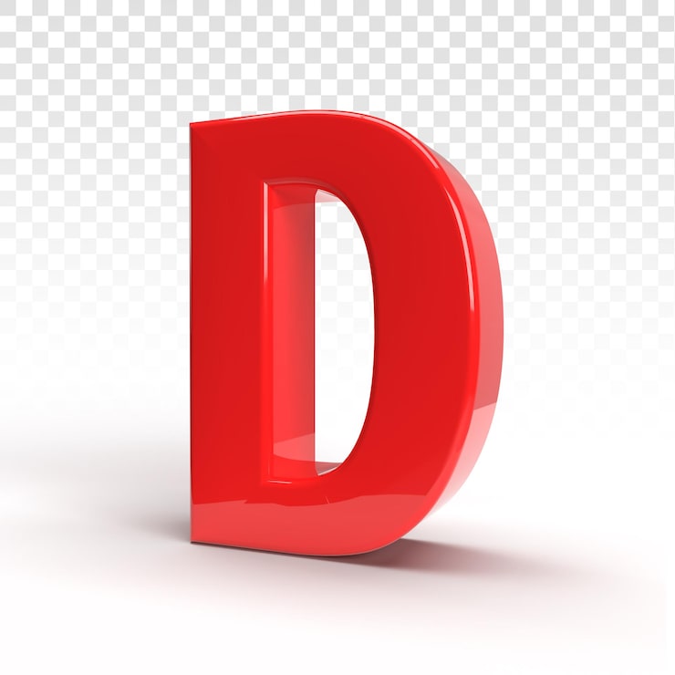 PSD chữ d 3d màu đỏ