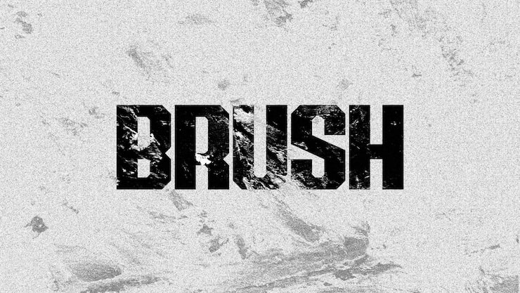 PSD hiệu ứng chữ brush với họa tiết grunge