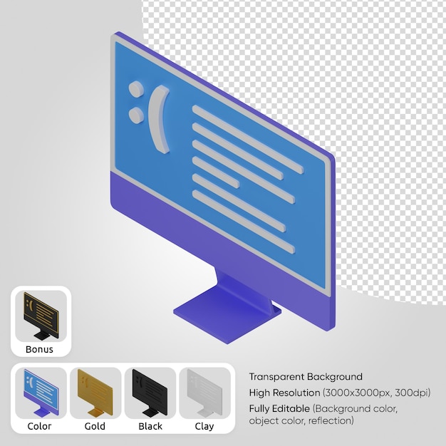 Gratis PSD 3d computer blauw scherm