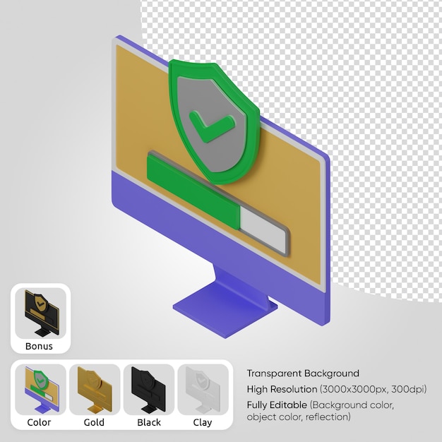 Gratis PSD 3d-computerbeveiligingssysteem