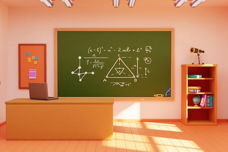 Gratis PSD 3d illustratie van schoolklaslokaal