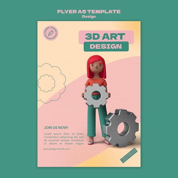 Gratis PSD 3d-ontwerpsjabloon folder