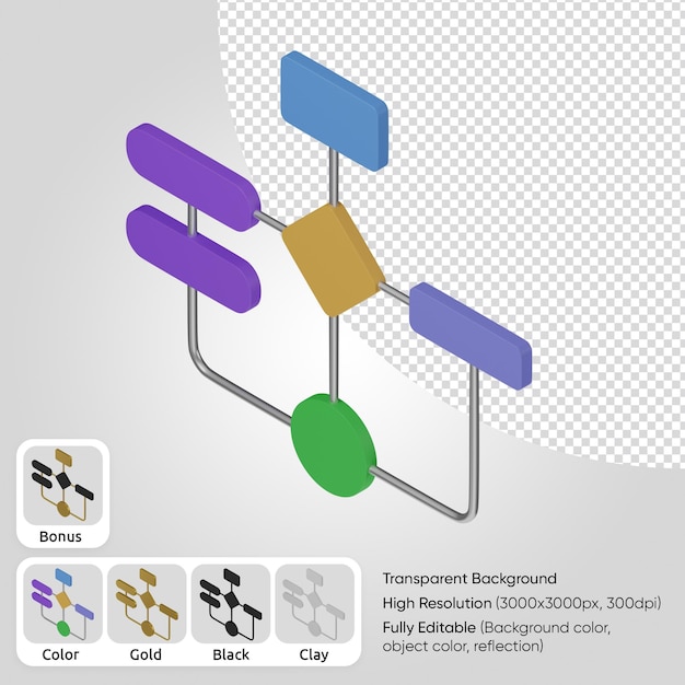 Gratis PSD 3d-stroomschema