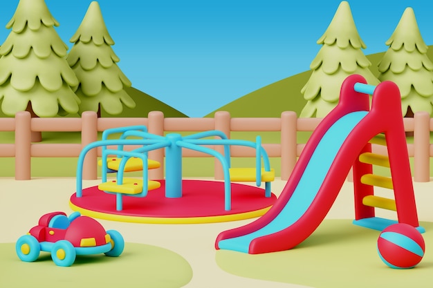 Gratis PSD 3d-weergave van speeltuin