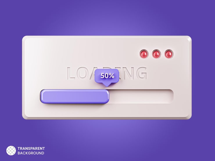 PSD gratuito 50 progreso del icono de la barra de carga 3d render