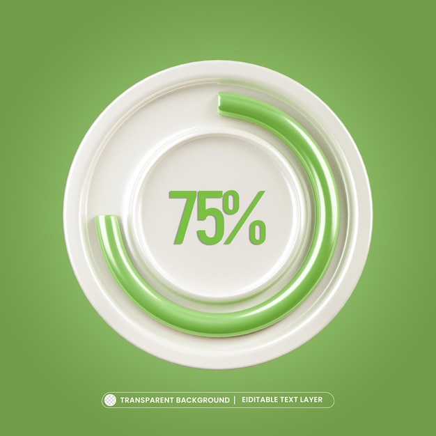 PSD gratuito 75 icono de barra de carga de progreso circular 3d render