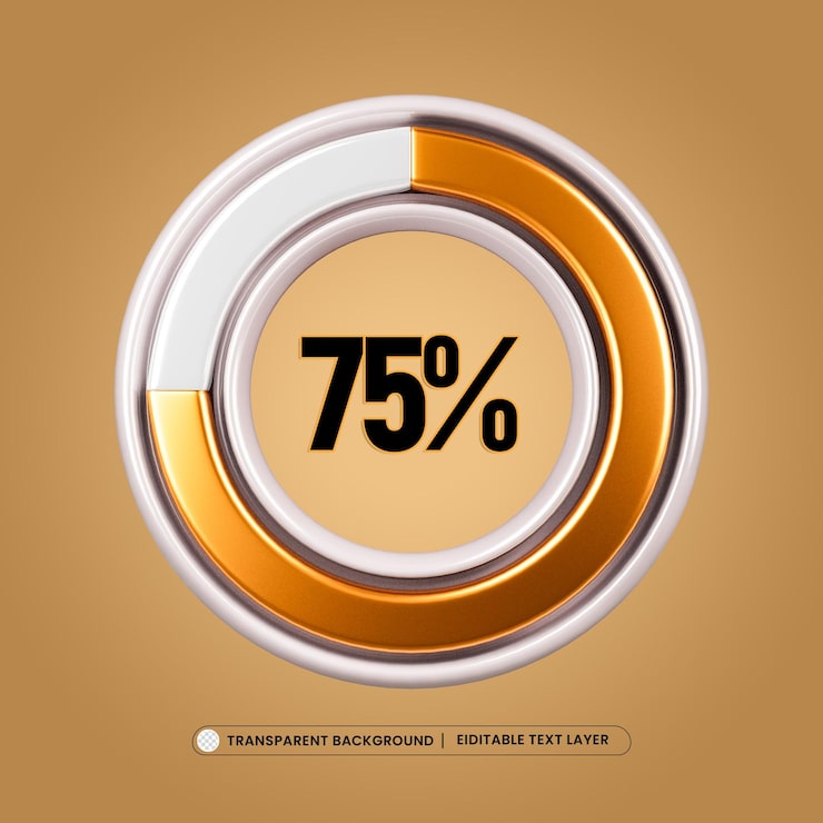 PSD gratuito 75 icono de barra de carga de progreso circular 3d render