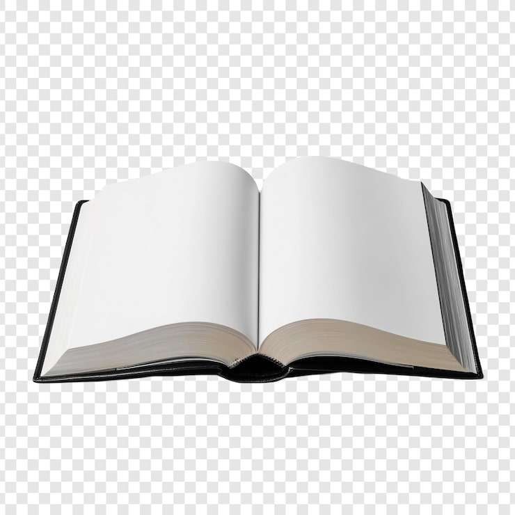 PSD gratuito abre una maqueta de libro páginas en blanco portada negra fondo aislado
