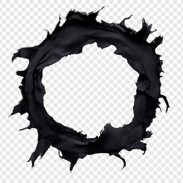 PSD gratuito abstract black hole torn circular frame elemento di progettazione grafica