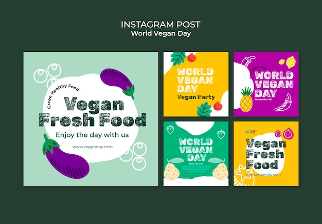 Gratis PSD abstracte wereld veganistische dag instagram post