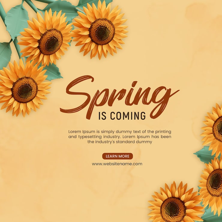 PSD gratuito se acerca la primavera plantilla de publicación 3d de diseño floral