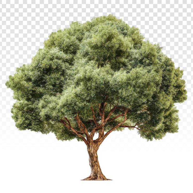 PSD gratuito albero verde lussureggiante con tronco texturizzato e fogliame folto