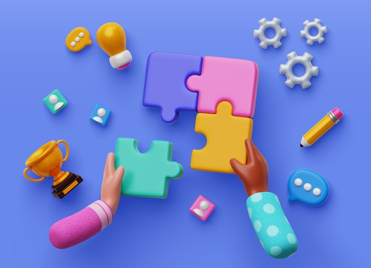 PSD gratuito antecedentes del concepto de trabajo en equipo en 3d