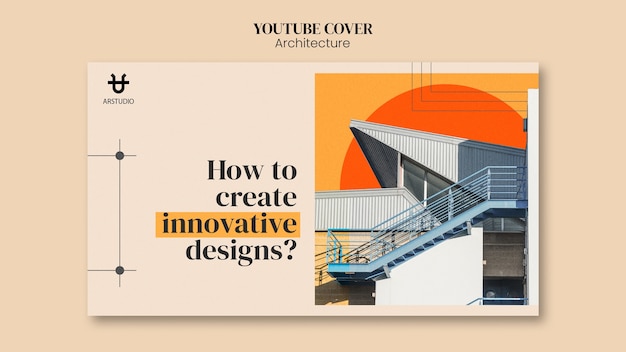 Gratis PSD architectuurproject youtube voorbladsjabloon