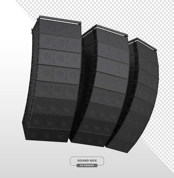 PSD Gratis array kotak suara hitam dalam render 3d