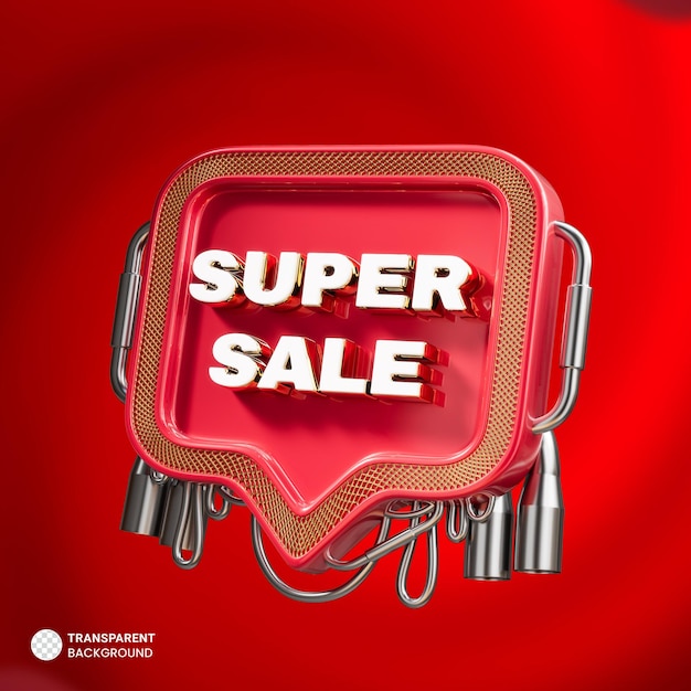 PSD gratuito banner 3d de super venta para promoción.