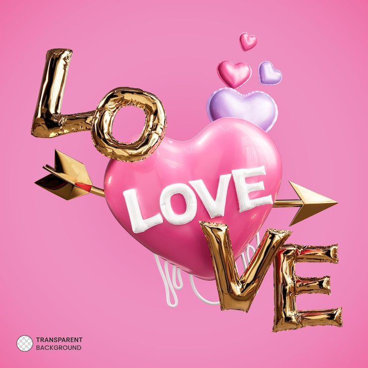 PSD Gratis banner bentuk hati 3d hari valentine
