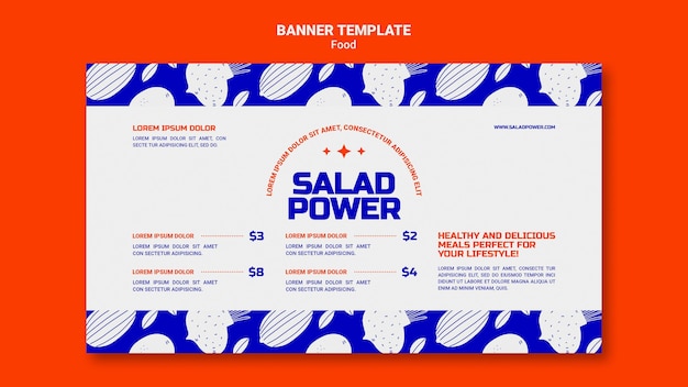 PSD gratuito banner horizontal para ensalada de poder
