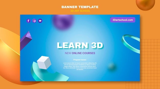 PSD Gratis banner horizontal sekolah seni