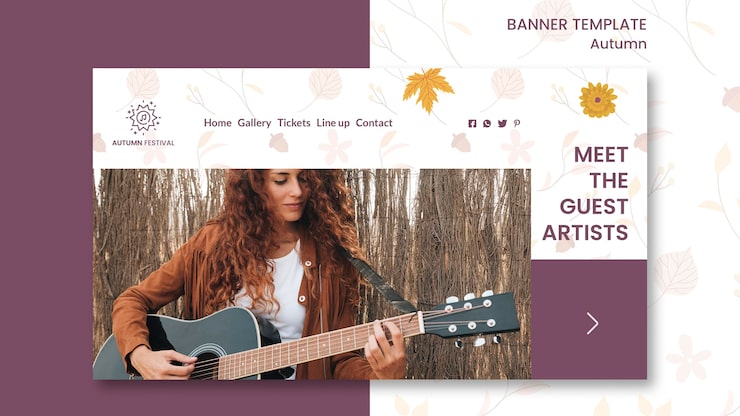 PSD gratuito banner orizzontale per il concerto d'autunno