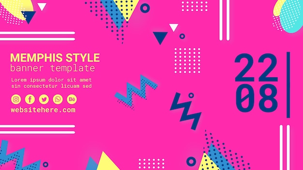 PSD gratuito banner plano rosa estilo memphis