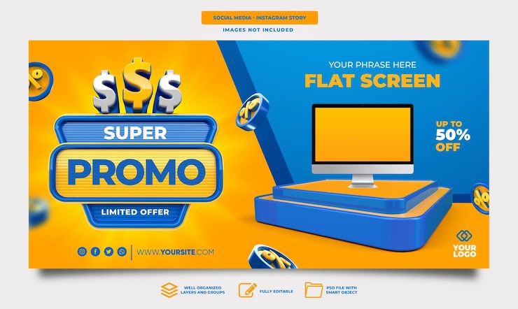 PSD gratuito banner super promo 3d render plantilla diseño venta podio 3d render