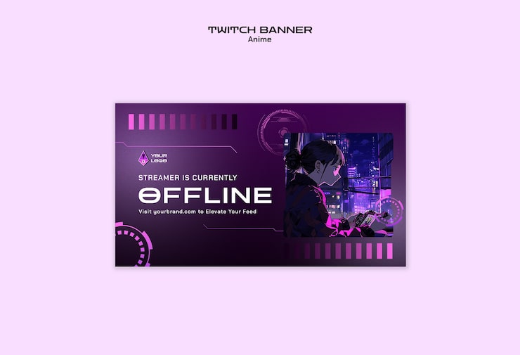 PSD gratuito el banner de twitch del anime cyberpunk