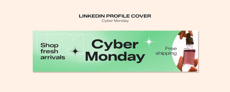 PSD gratuito banner de venta de cyber monday en linkedin con producto para el cuidado de la piel