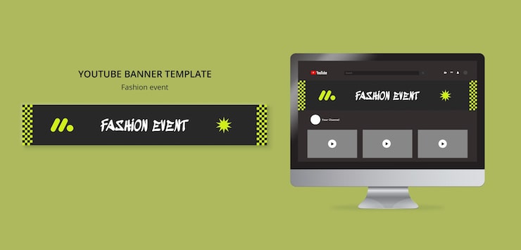 PSD gratuito banner de youtube para un evento de diseño plano de moda