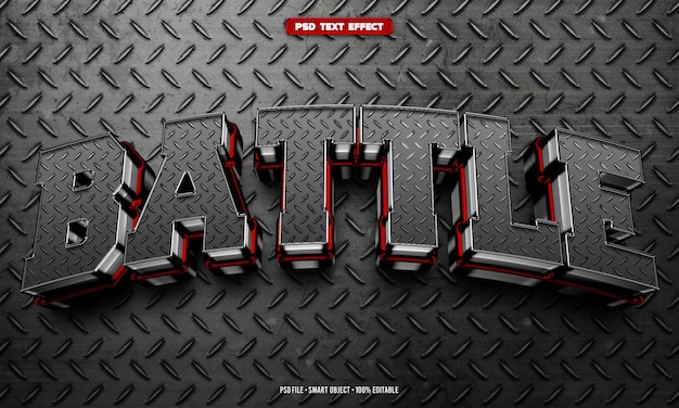 Gratis PSD battle 3d bewerkbaar teksteffect
