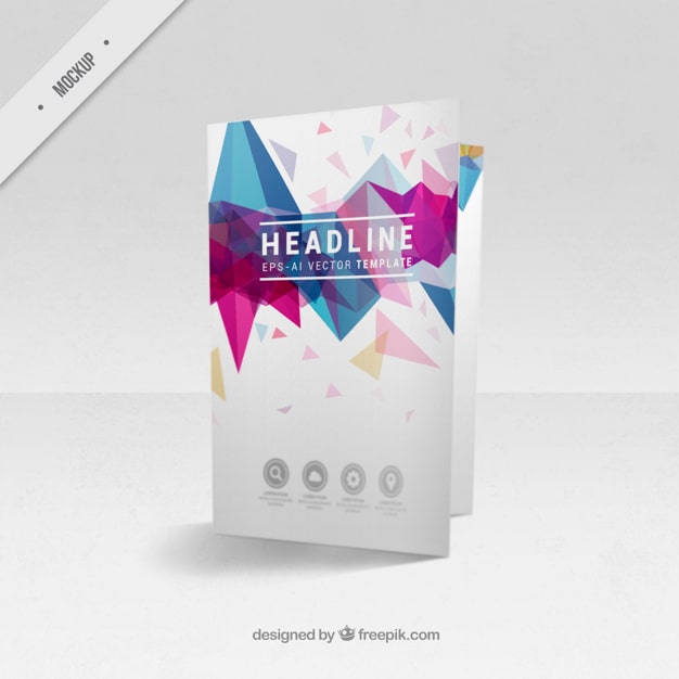 PSD gratuito bi-fold volantino mockup di forme moderne